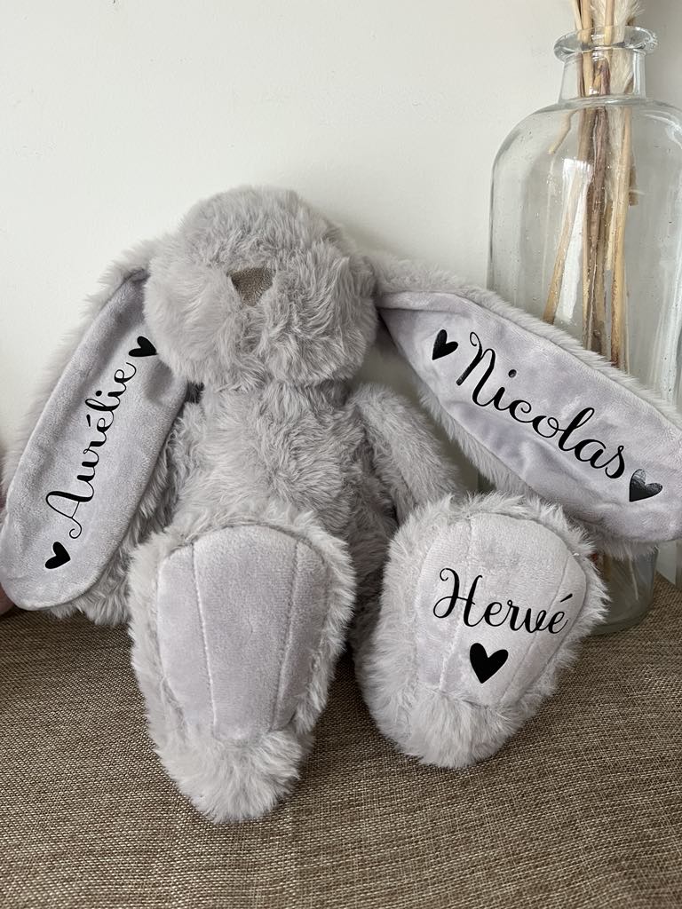 Lapin de naissance personnalisé – Prénom, date, heure, poids & taille | Cadeau bébé unique