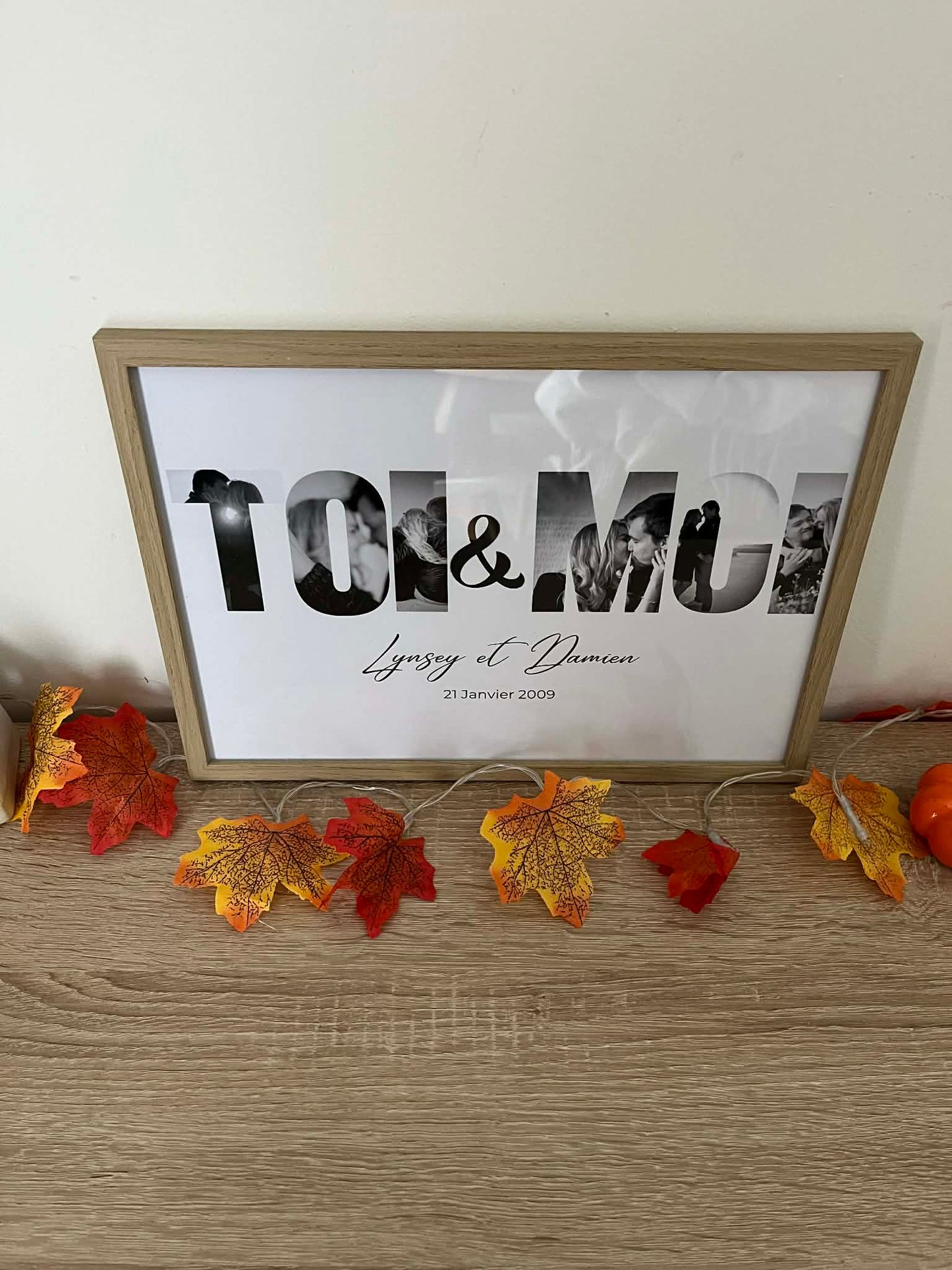 Cadre photo personnalisé Toi & Moi – Cadeau couple avec photos intégrées | Cadre effet bois