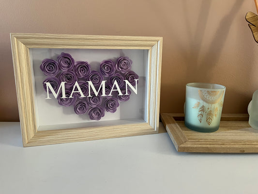 Cadre fleuri avec mot personnalisé – Cadeau décoratif artisanal