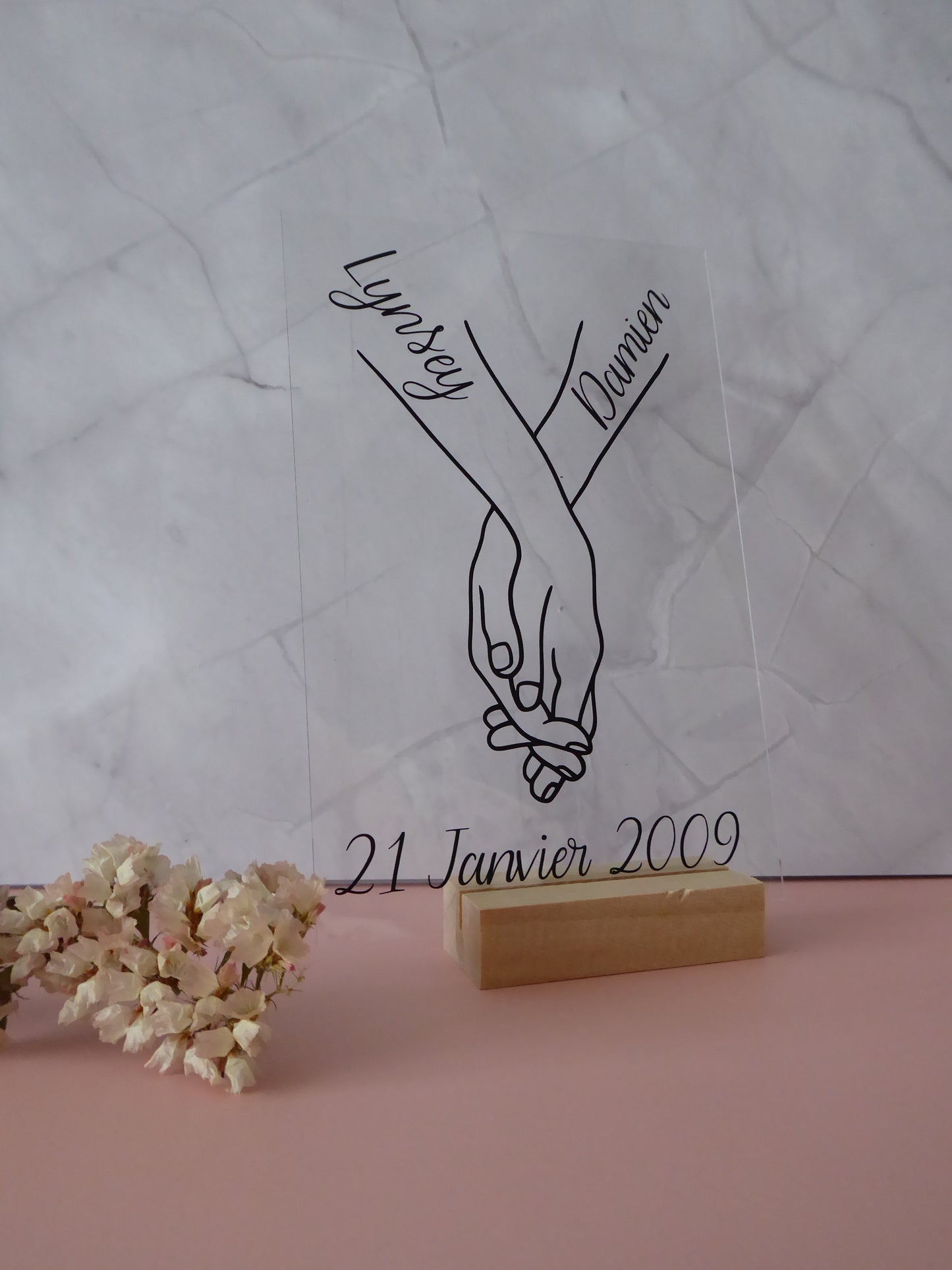 Cadre personnalisé – Mains & date | Cadeau couple