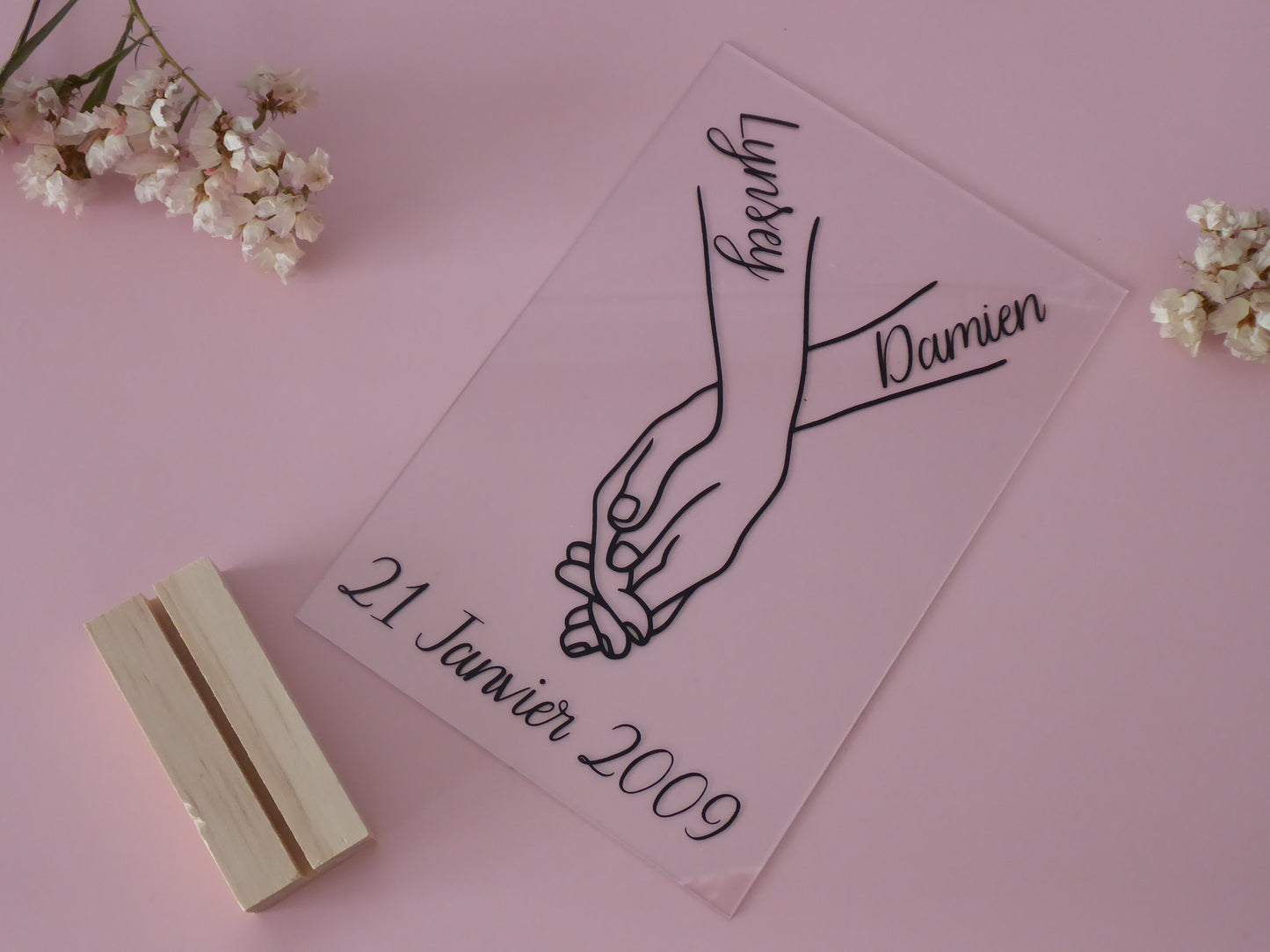 Cadre personnalisé – Mains & date | Cadeau couple