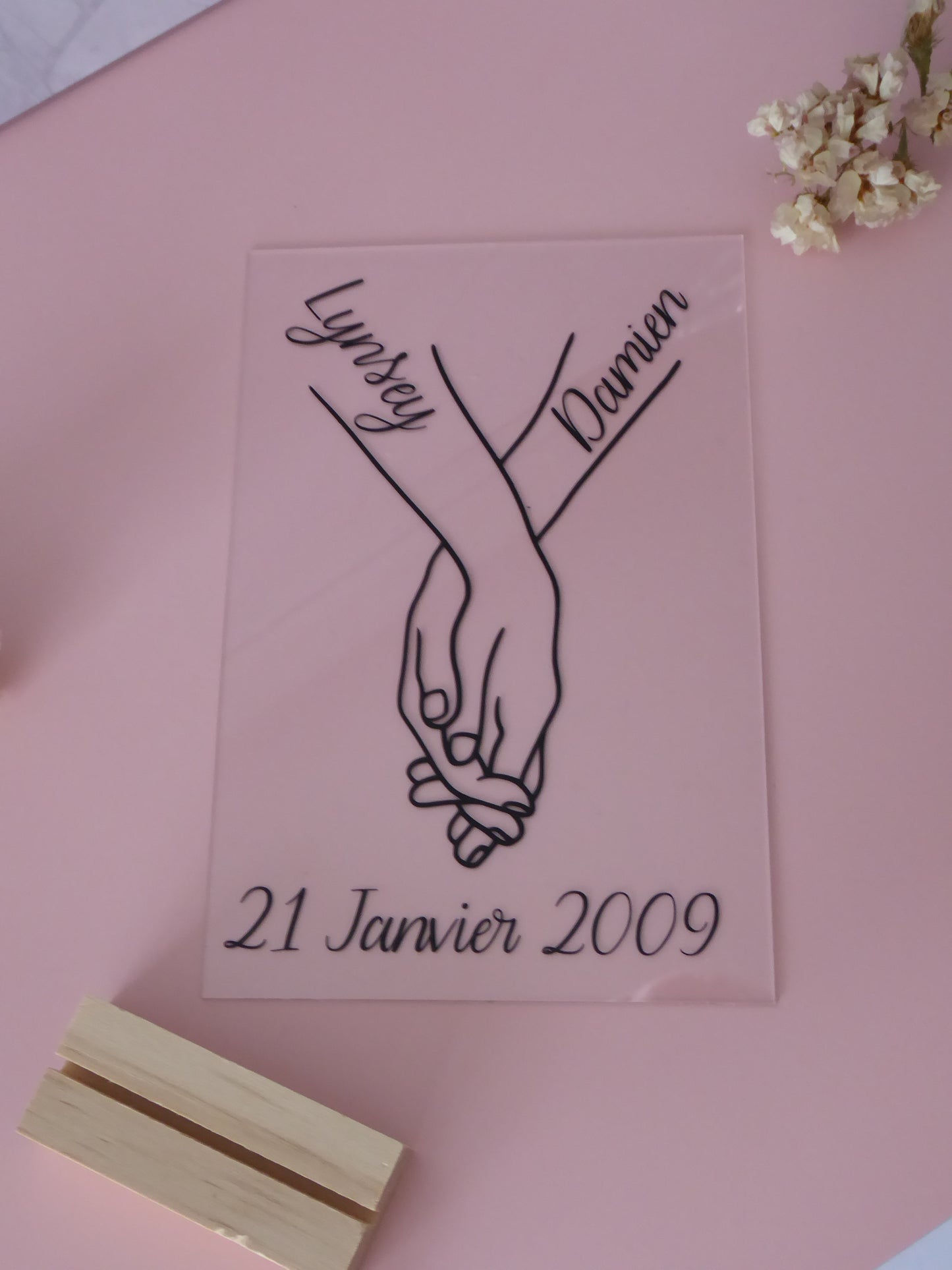 Cadre personnalisé – Mains & date | Cadeau couple