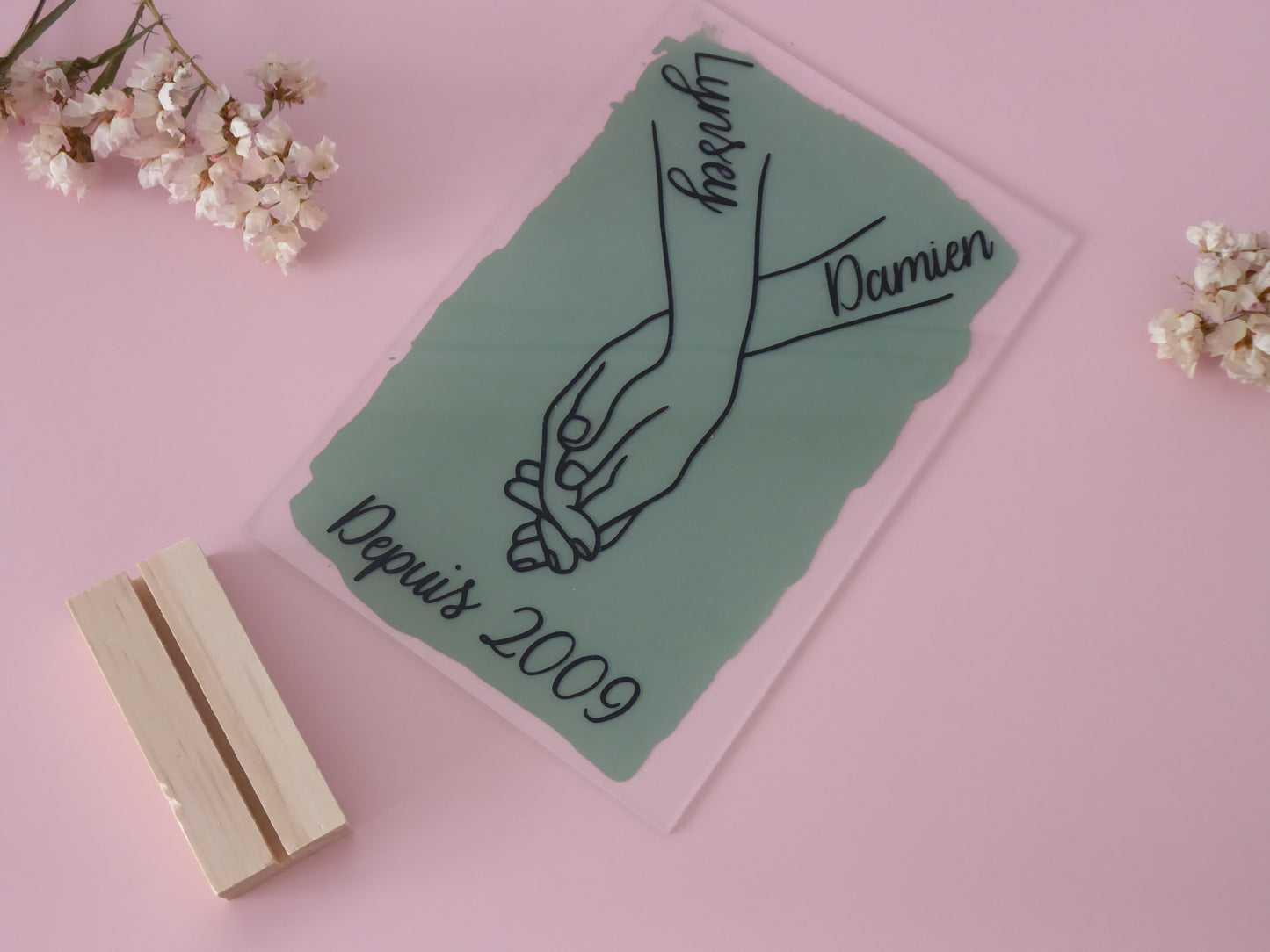 Cadre personnalisé – Mains & date | Cadeau couple